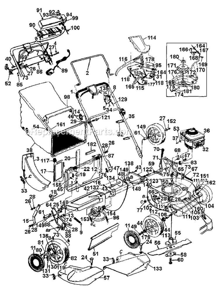 Page B Diagram and Parts List for 126E849E401 1996 Yard Man Lawn Mower